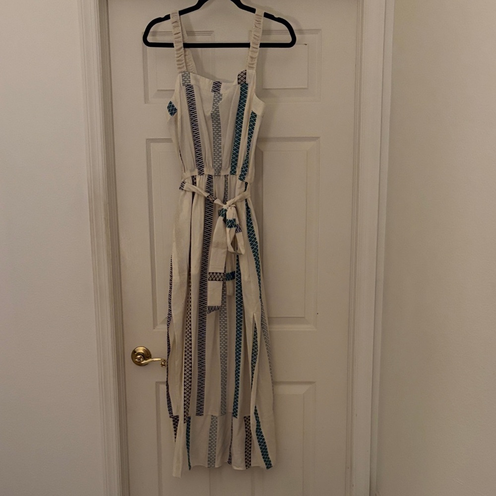 Splendid Cream and Blue Striped Midi Dress